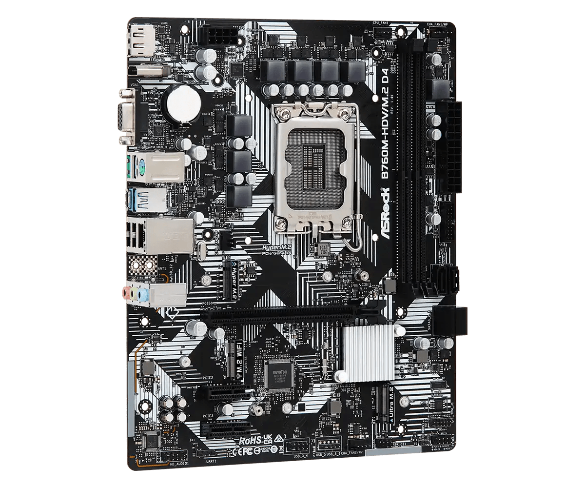 ASRock B760M - HDV/M.2 D4 LGA1700 Intel Motherboard | 90 - MXBL40 - A0UAYZ - Vektra Computers LLC ASRock B760M - HDV/M.2 D4 LGA1700 Intel Motherboard | 90 - MXBL40 - A0UAYZ - Vektra Computers LLC